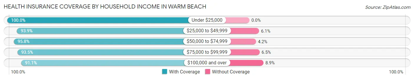Health Insurance Coverage by Household Income in Warm Beach