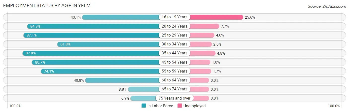 Employment Status by Age in Yelm