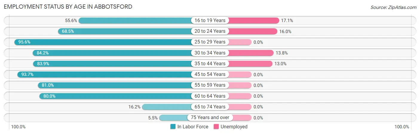 Employment Status by Age in Abbotsford
