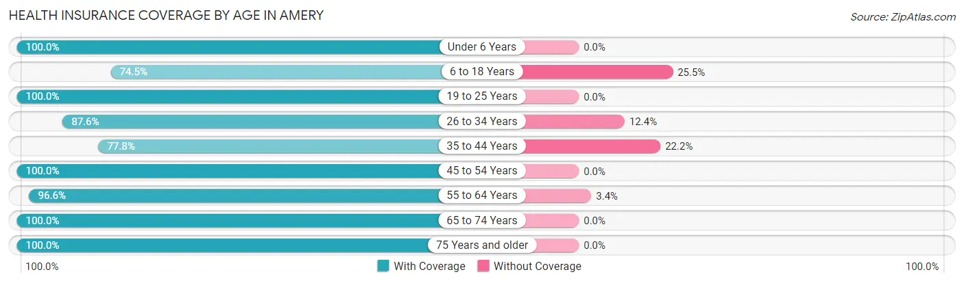 Health Insurance Coverage by Age in Amery