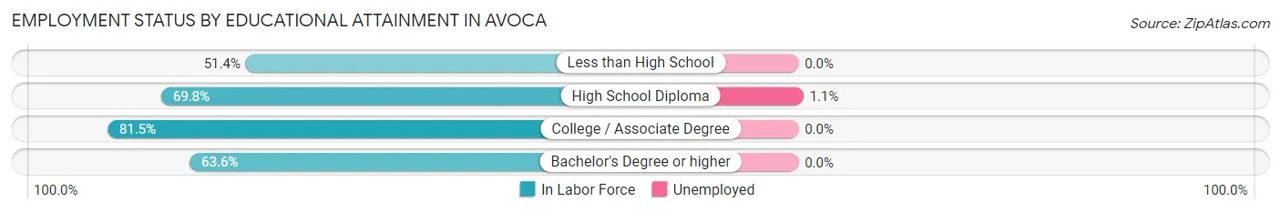 Employment Status by Educational Attainment in Avoca