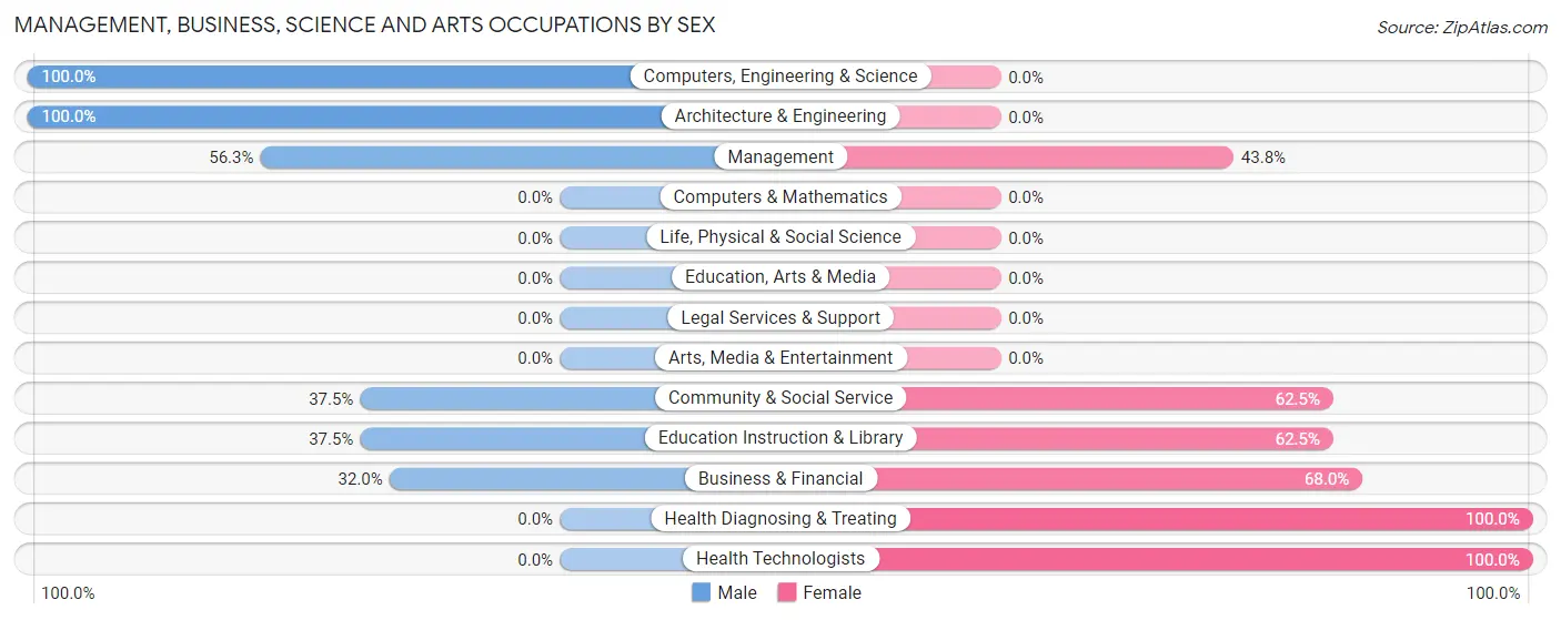 Management, Business, Science and Arts Occupations by Sex in Balsam Lake
