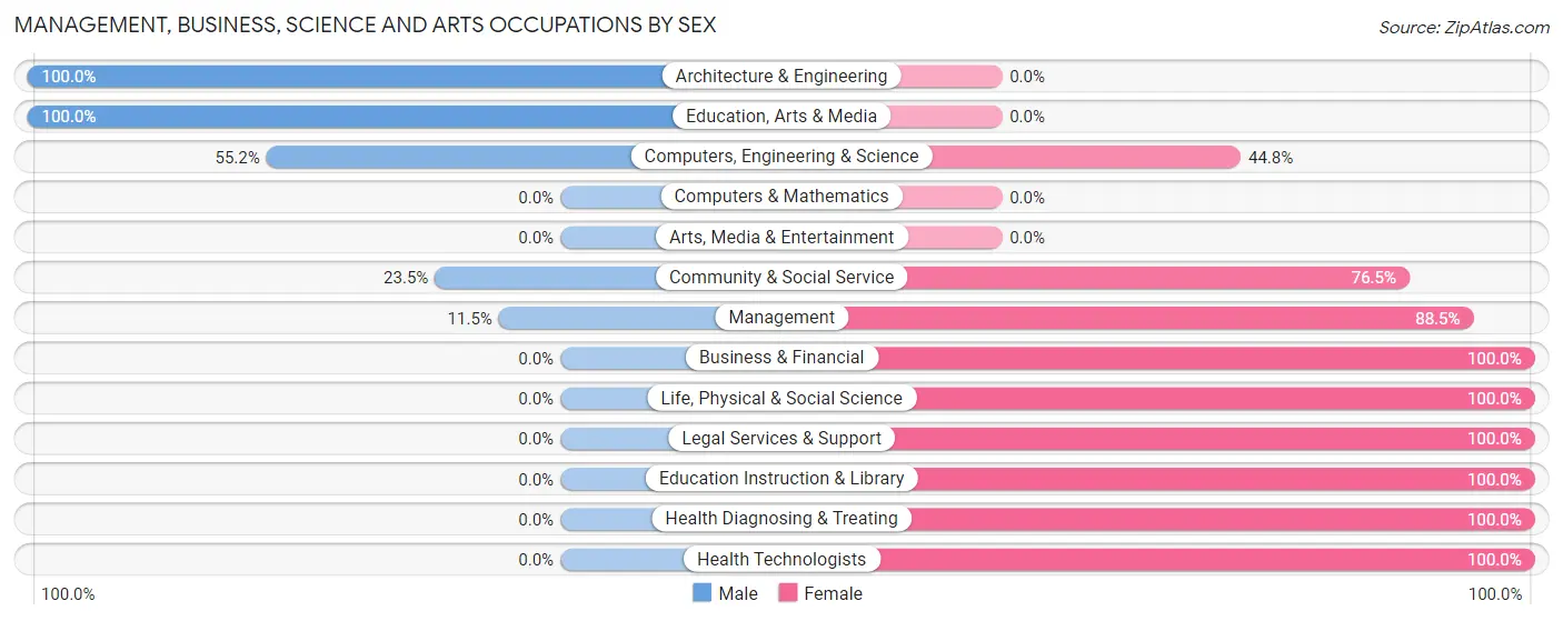 Management, Business, Science and Arts Occupations by Sex in Barron