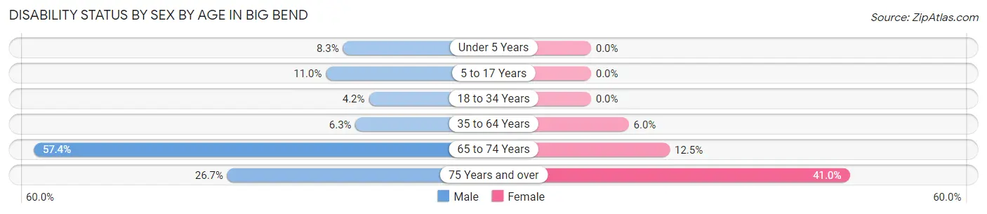 Disability Status by Sex by Age in Big Bend