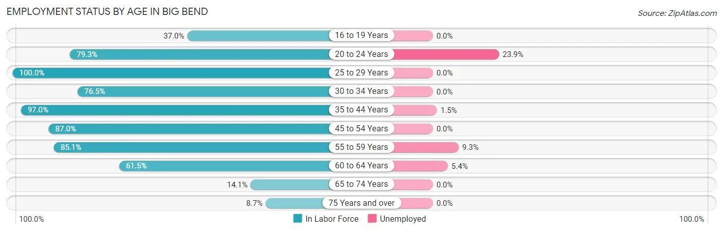Employment Status by Age in Big Bend