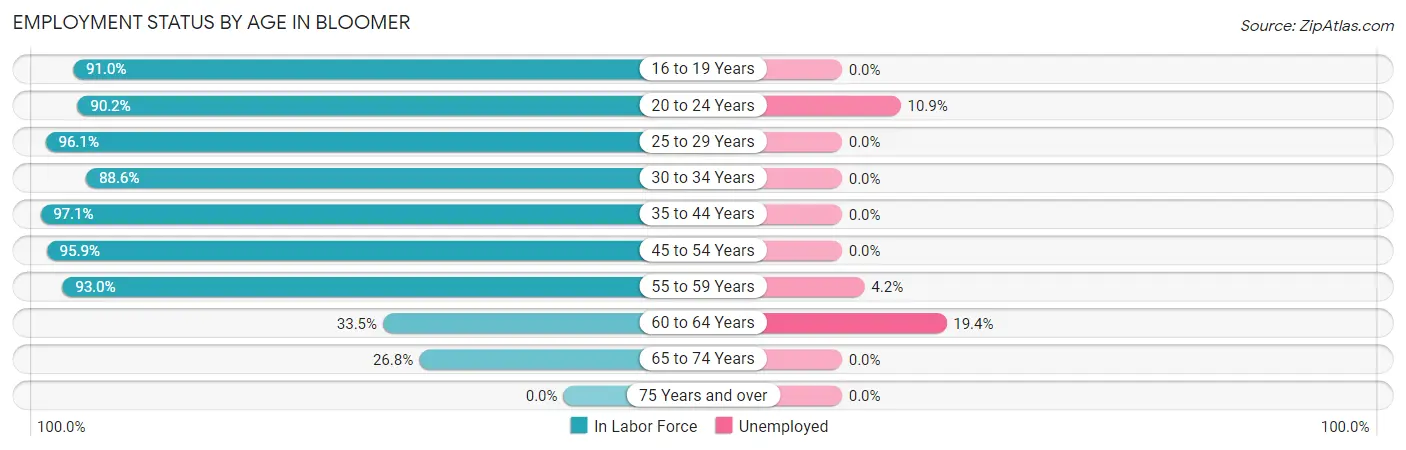 Employment Status by Age in Bloomer