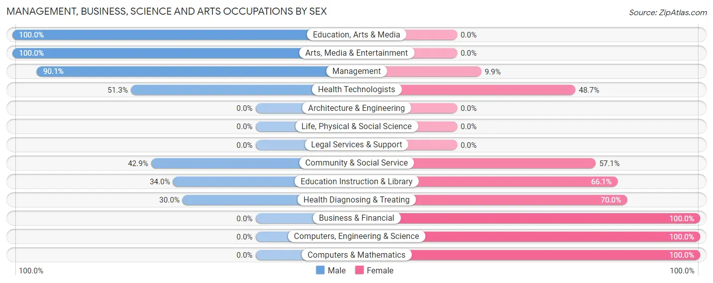Management, Business, Science and Arts Occupations by Sex in Bloomer