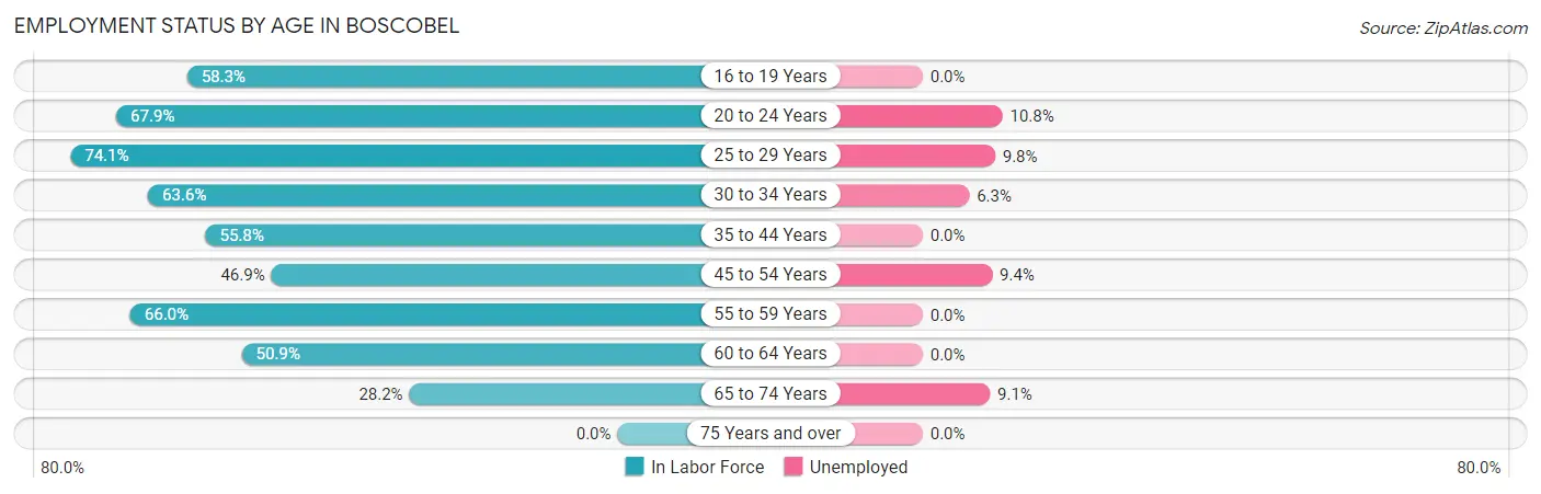 Employment Status by Age in Boscobel