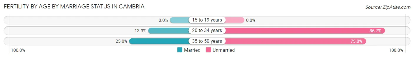 Female Fertility by Age by Marriage Status in Cambria