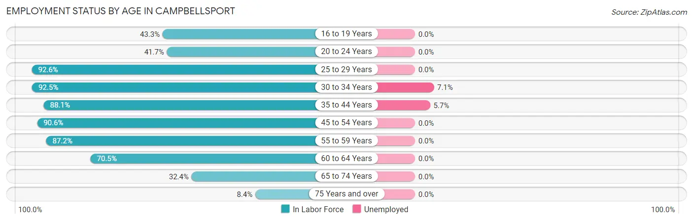 Employment Status by Age in Campbellsport