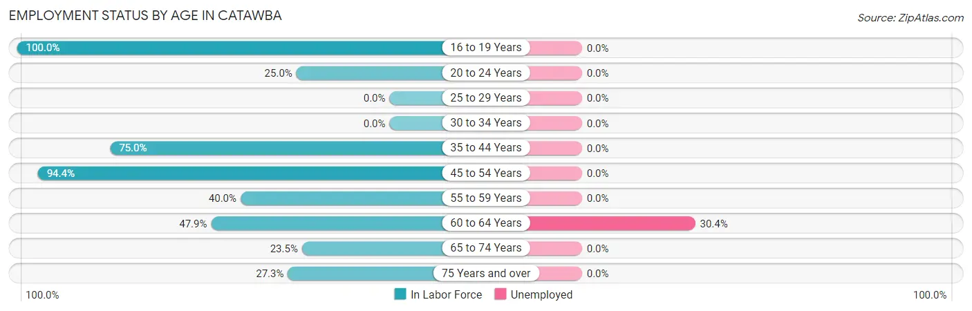 Employment Status by Age in Catawba