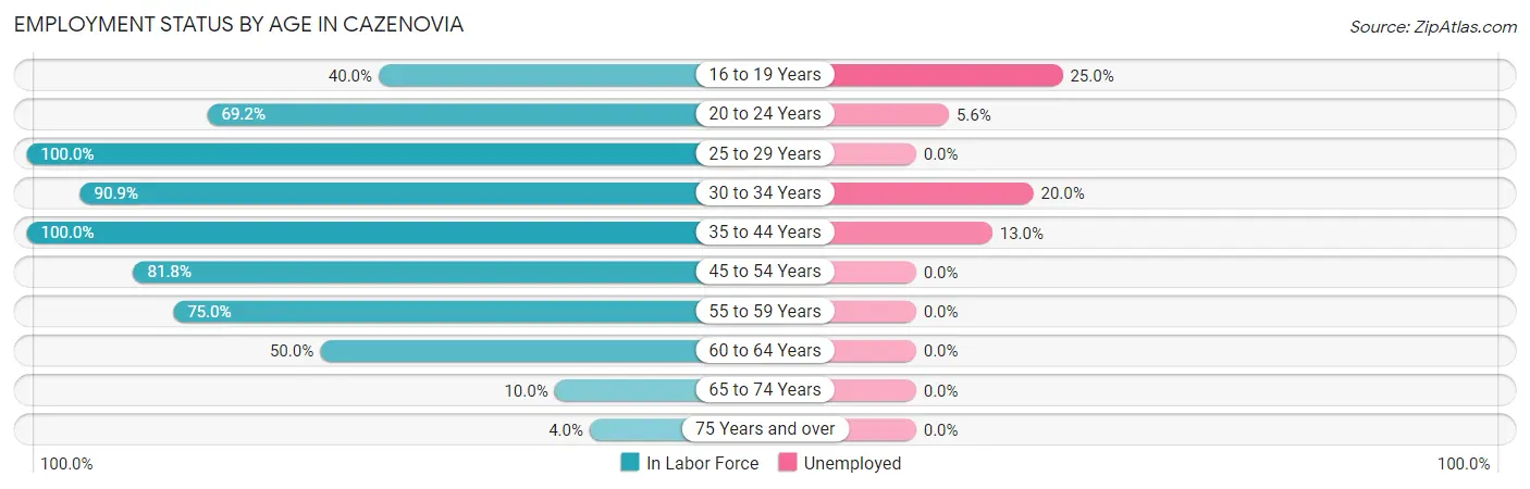 Employment Status by Age in Cazenovia
