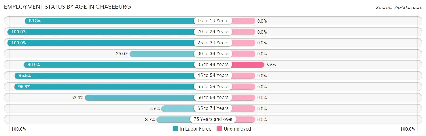 Employment Status by Age in Chaseburg