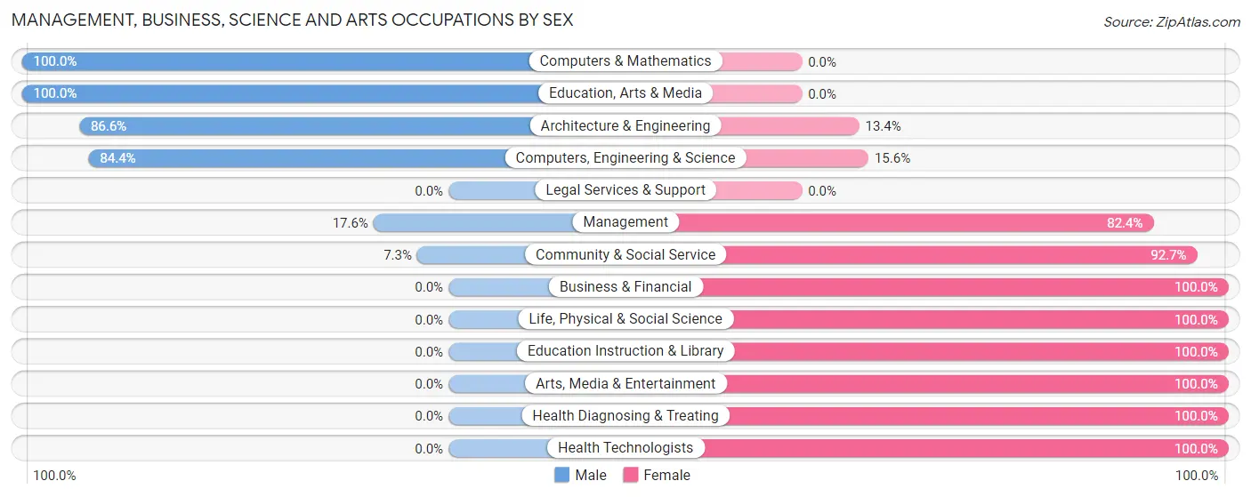Management, Business, Science and Arts Occupations by Sex in Chilton