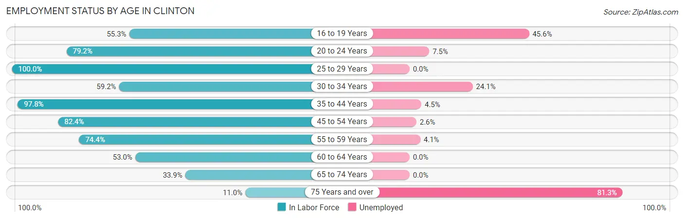 Employment Status by Age in Clinton
