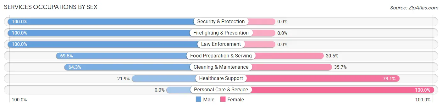 Services Occupations by Sex in Denmark