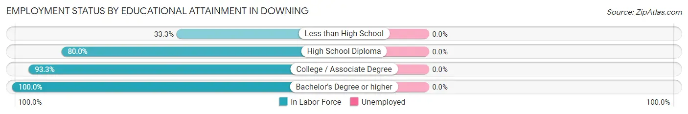 Employment Status by Educational Attainment in Downing