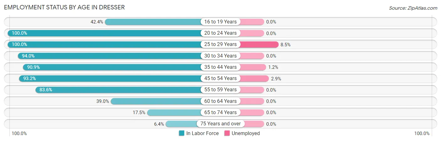 Employment Status by Age in Dresser