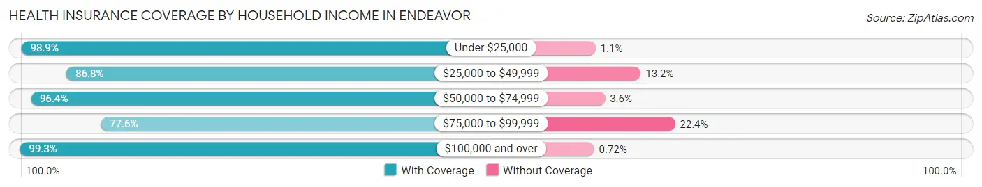 Health Insurance Coverage by Household Income in Endeavor