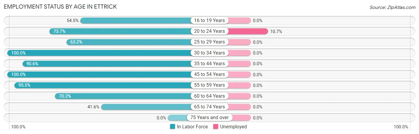 Employment Status by Age in Ettrick