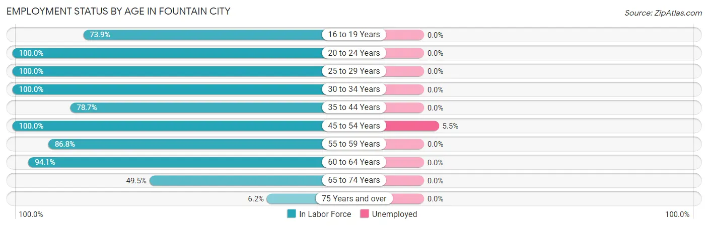 Employment Status by Age in Fountain City