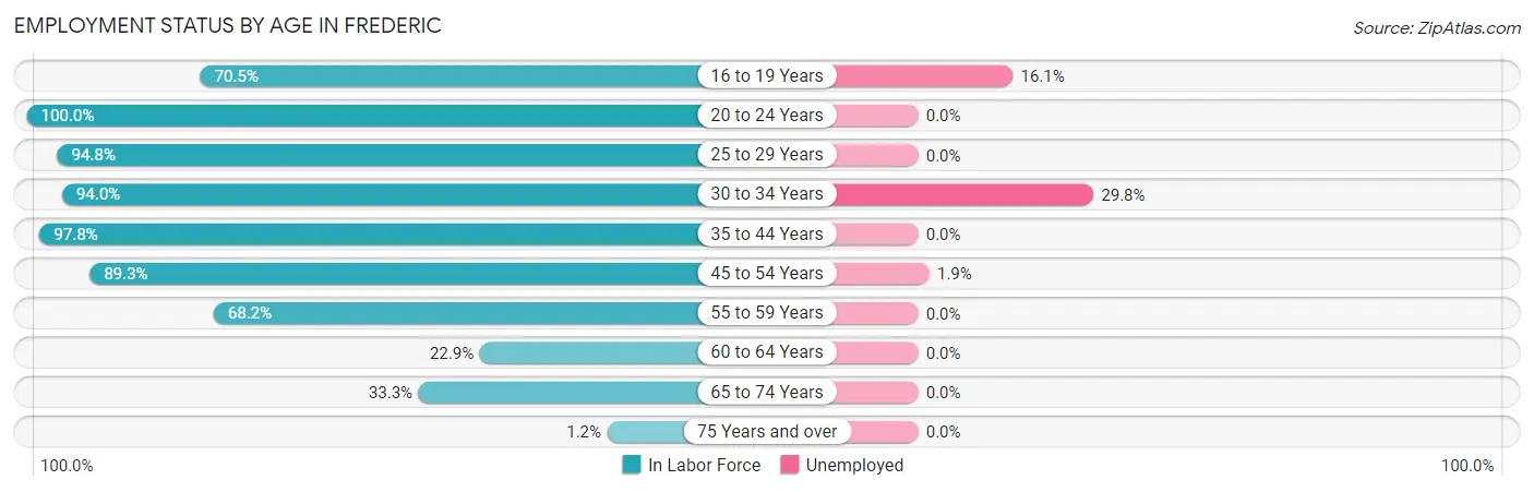 Employment Status by Age in Frederic