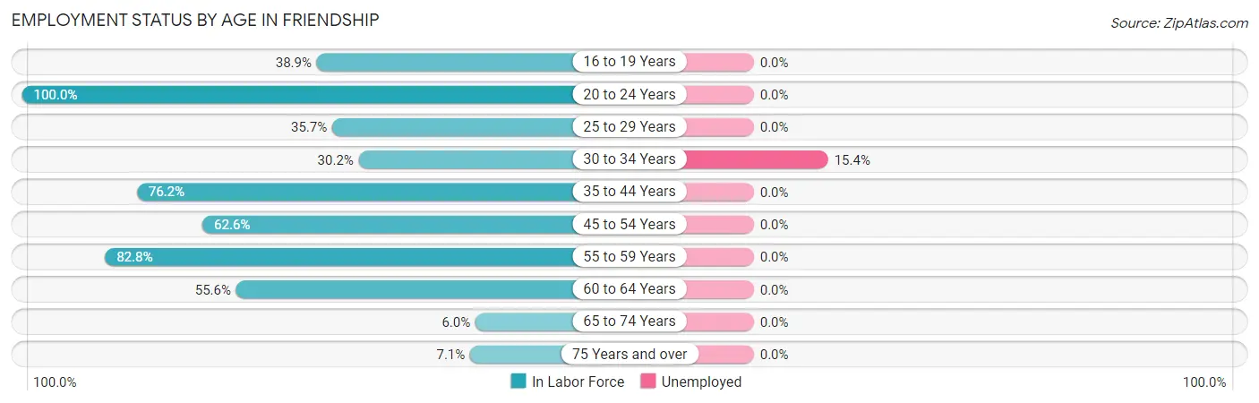 Employment Status by Age in Friendship