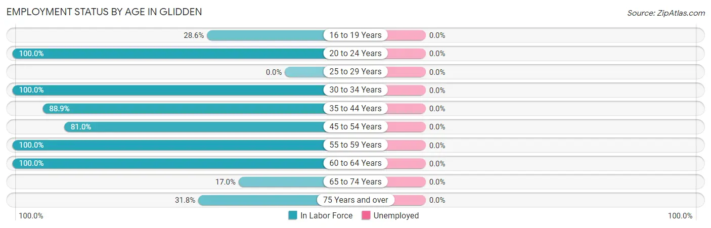 Employment Status by Age in Glidden