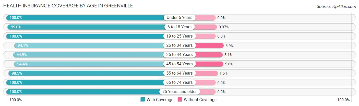 Health Insurance Coverage by Age in Greenville