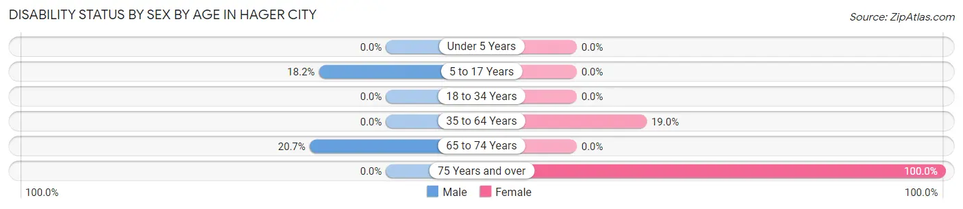 Disability Status by Sex by Age in Hager City