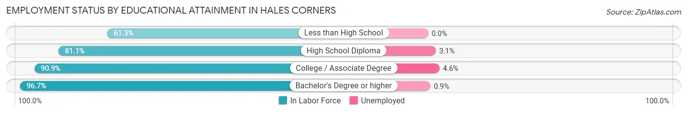 Employment Status by Educational Attainment in Hales Corners