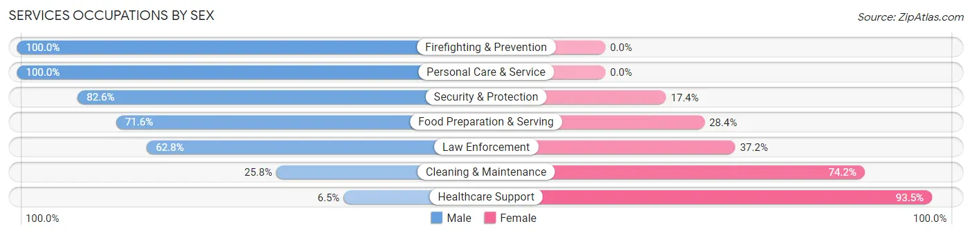 Services Occupations by Sex in Hales Corners