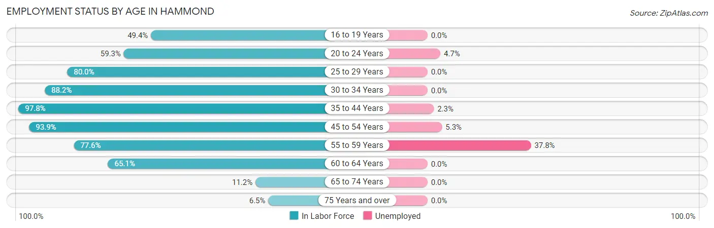 Employment Status by Age in Hammond
