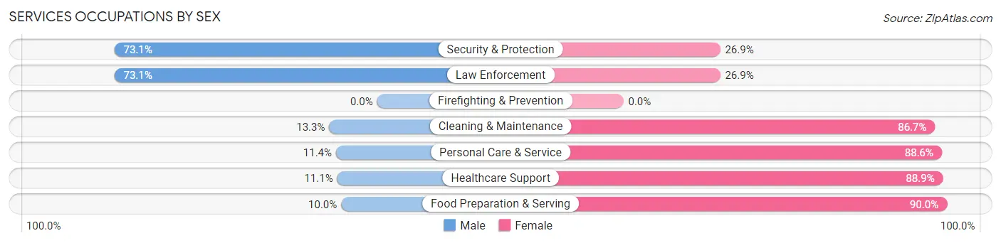 Services Occupations by Sex in Hammond