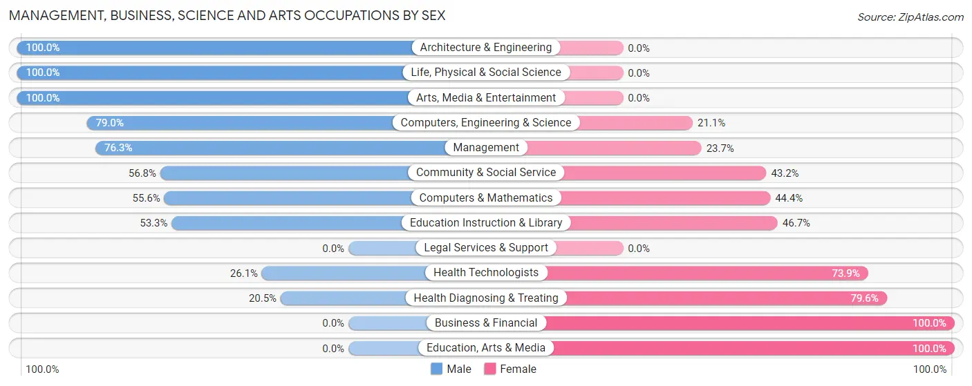 Management, Business, Science and Arts Occupations by Sex in Hewitt