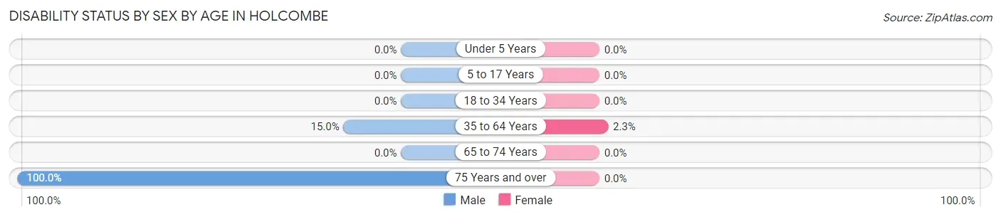 Disability Status by Sex by Age in Holcombe