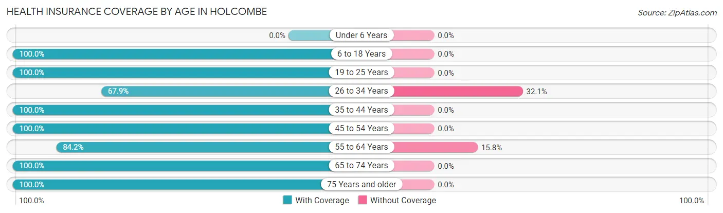 Health Insurance Coverage by Age in Holcombe
