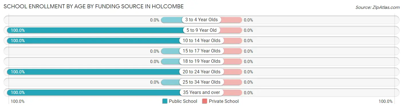 School Enrollment by Age by Funding Source in Holcombe