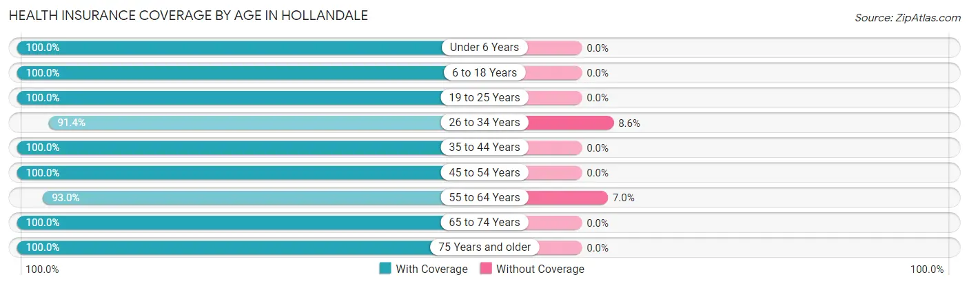 Health Insurance Coverage by Age in Hollandale