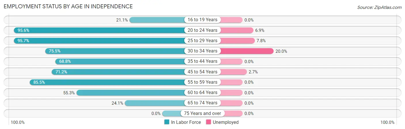 Employment Status by Age in Independence