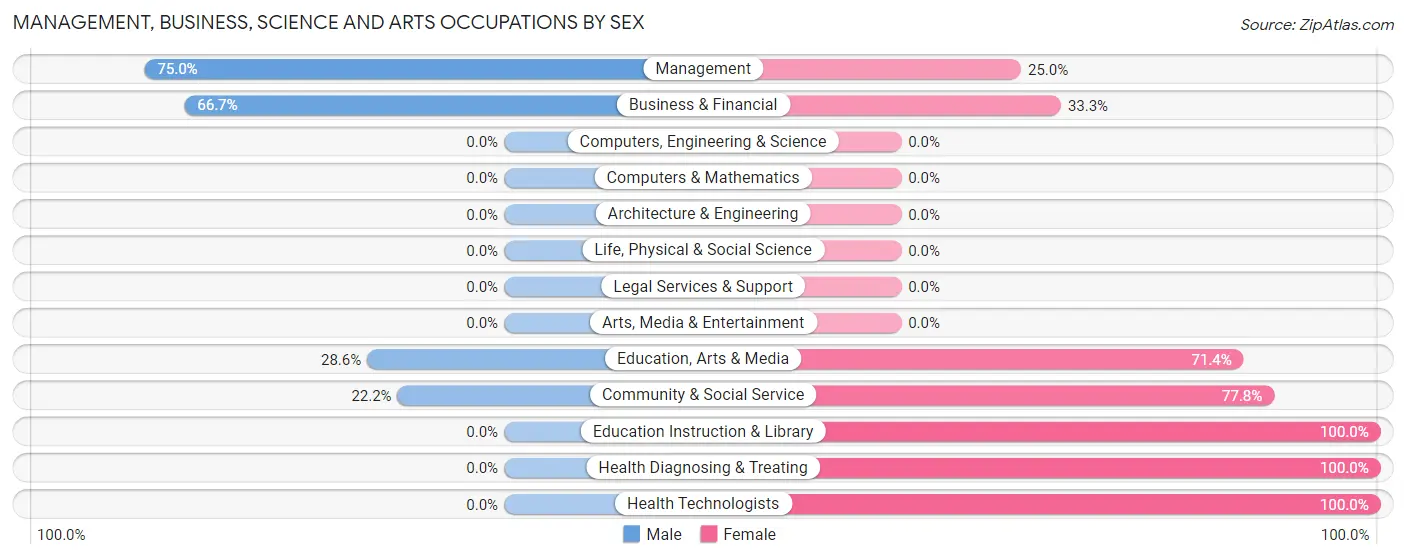 Management, Business, Science and Arts Occupations by Sex in Iron Belt