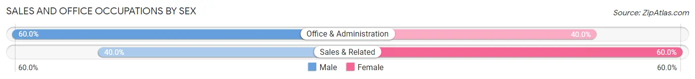 Sales and Office Occupations by Sex in Iron Belt