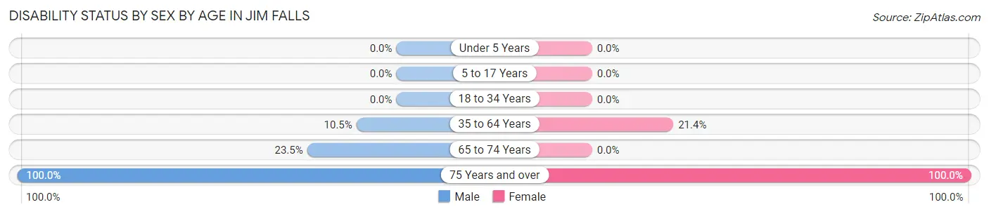 Disability Status by Sex by Age in Jim Falls