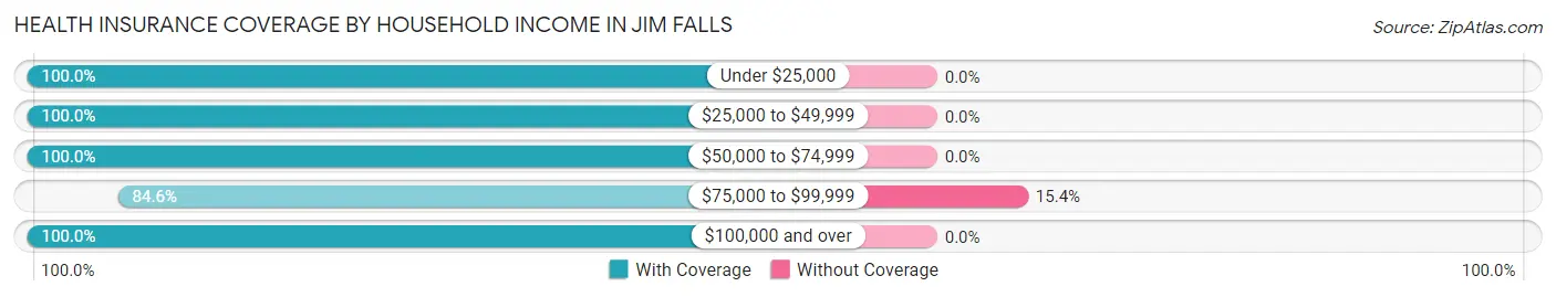 Health Insurance Coverage by Household Income in Jim Falls