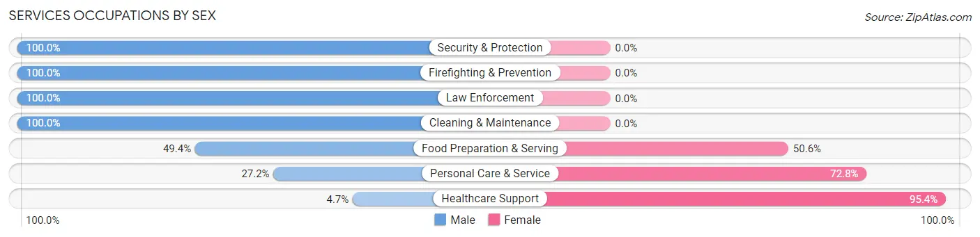 Services Occupations by Sex in Johnson Creek