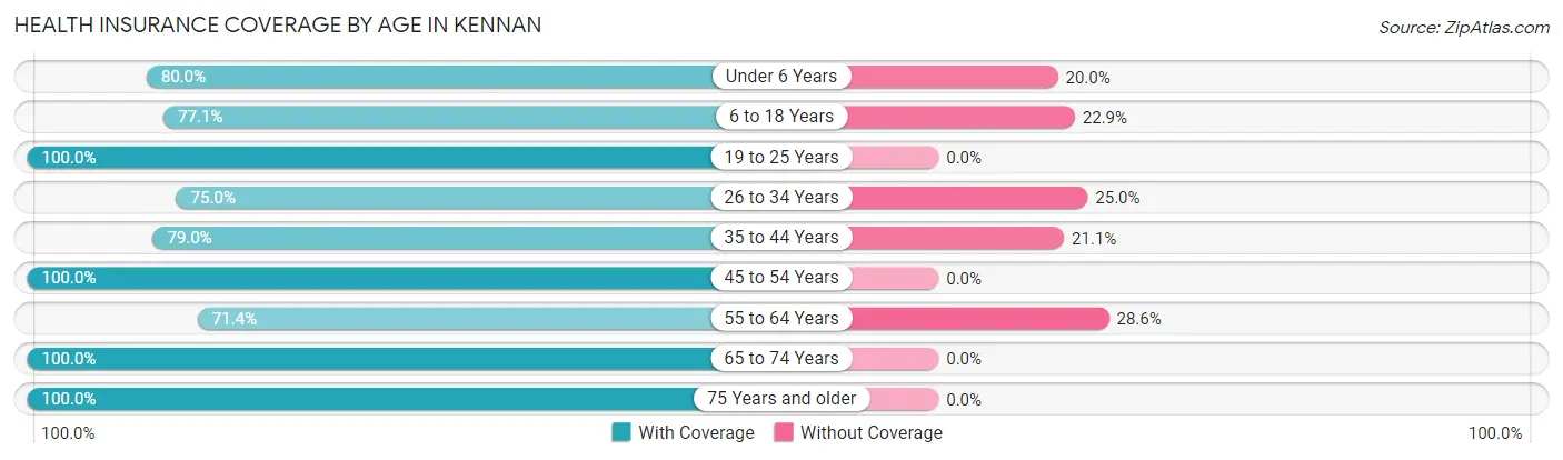 Health Insurance Coverage by Age in Kennan