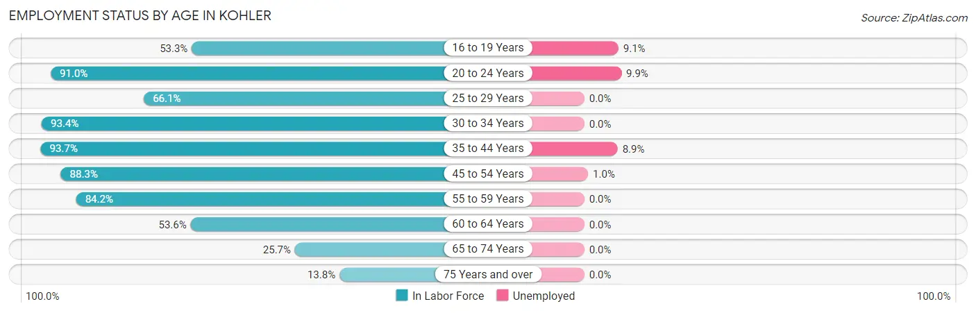 Employment Status by Age in Kohler