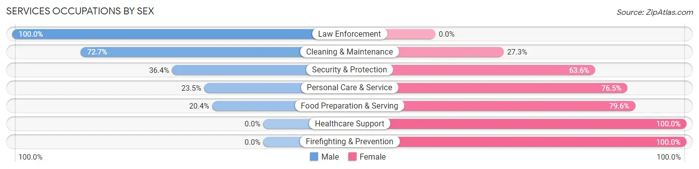 Services Occupations by Sex in Kohler