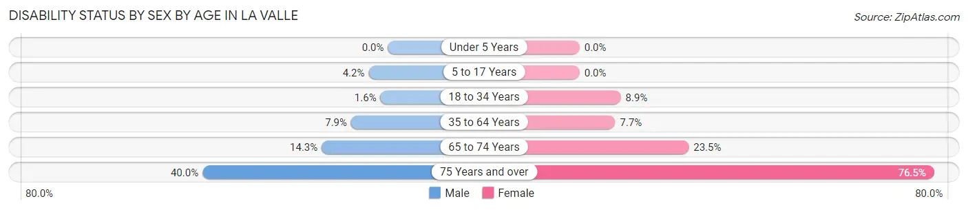 Disability Status by Sex by Age in La Valle