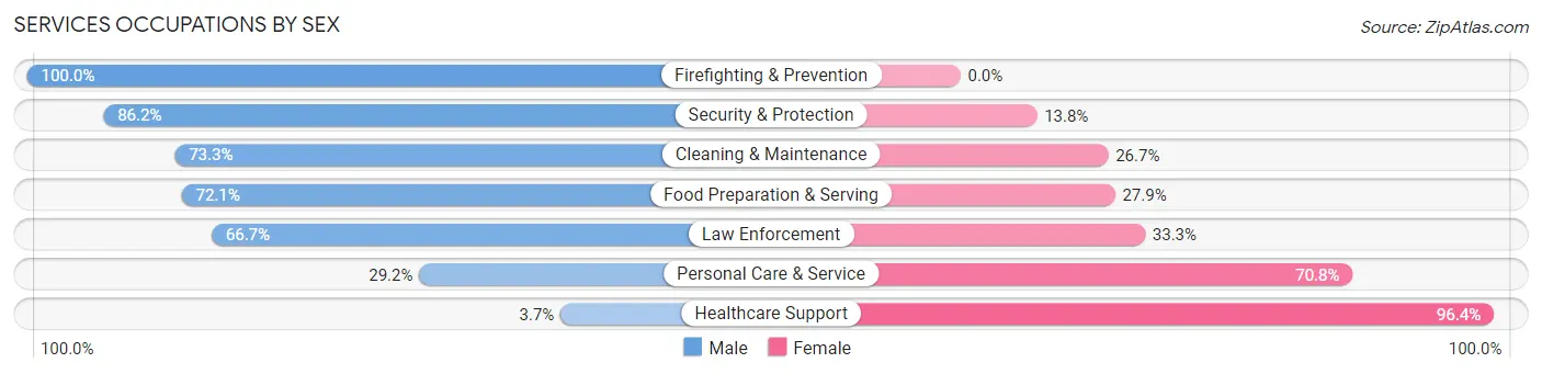 Services Occupations by Sex in Lac Du Flambeau